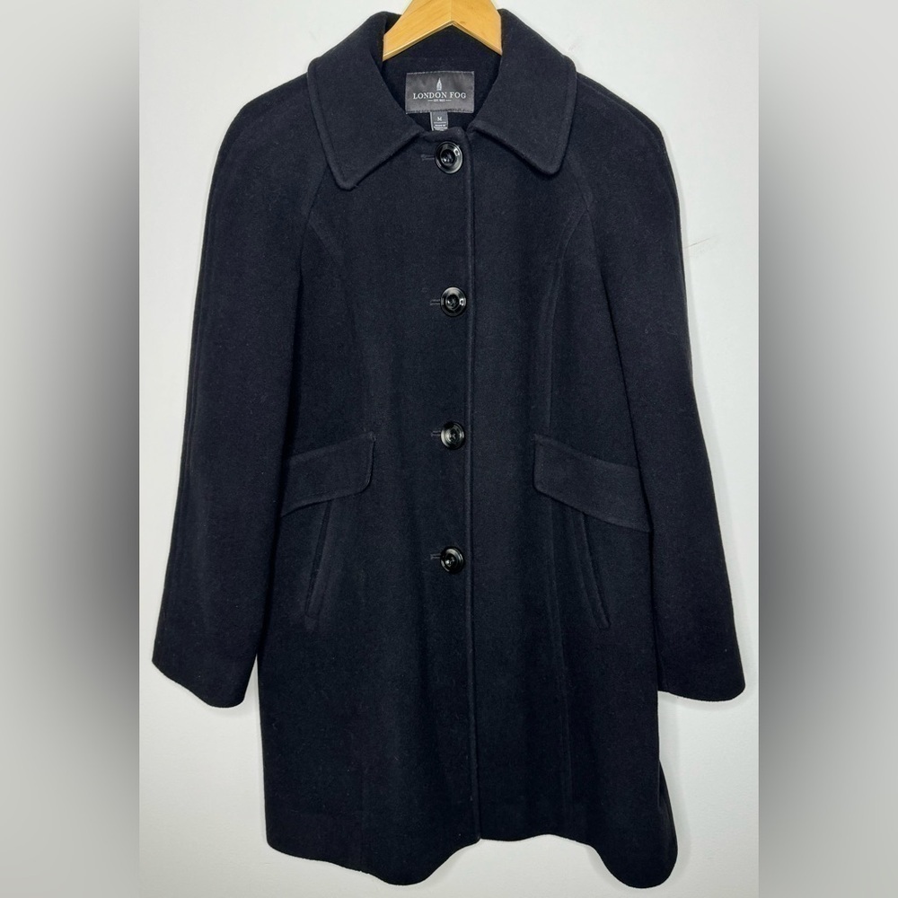London Fog Women’s Black Wool Blend Coat Size M